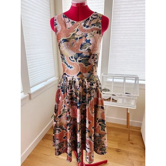 BlackMilk Imperial Dragon Velvet Princess Midi Dress - Picture 1 of 3